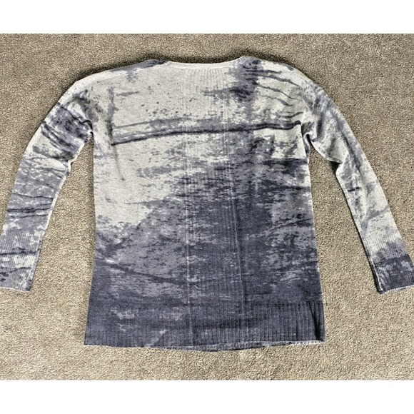 360 Cashmere Sweater Womens Small Crew Neck Light Weight Heather Grey Graphic - Picture 2 of 5
